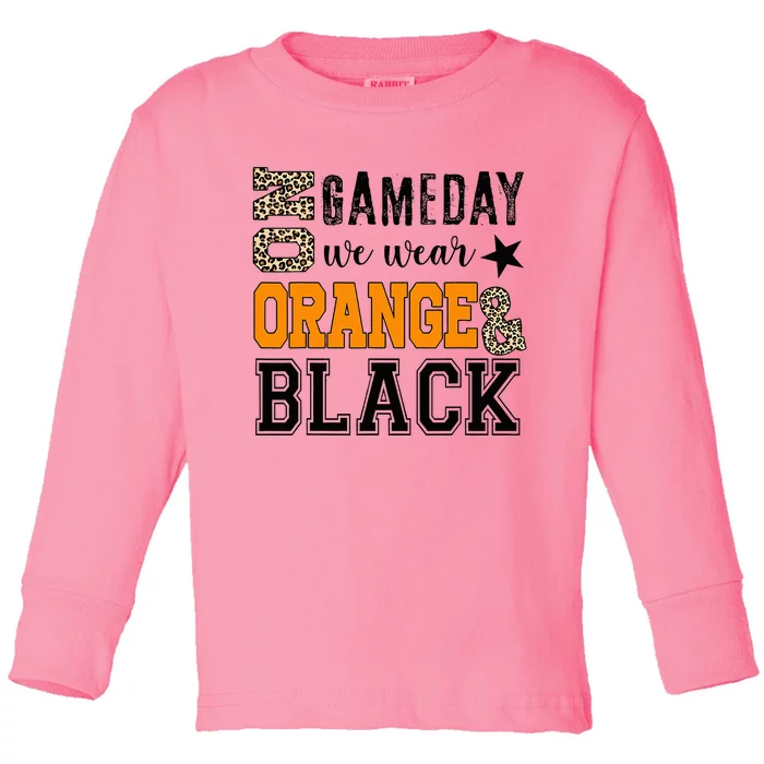 G.ameday Football We Wear Leopard Toddler Long Sleeve Shirt