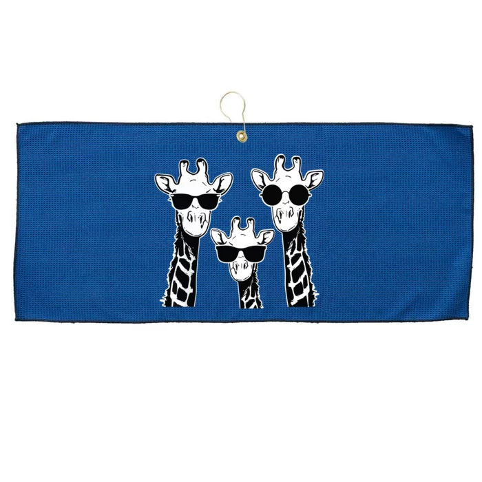 Giraffes Family With Sunglasses Giraffe Large Microfiber Waffle Golf Towel