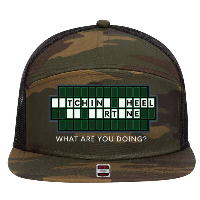 Gift For Wheel And Game Show Lovers Fortune Word Puzzles 7 Panel Mesh Trucker Snapback Hat