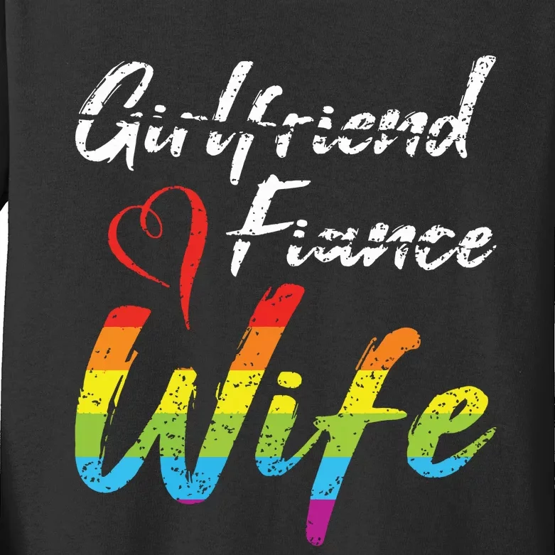 Girlfriend Fiance Wife Wedding Anniversary Lgbtq Community Kids Long Sleeve Shirt