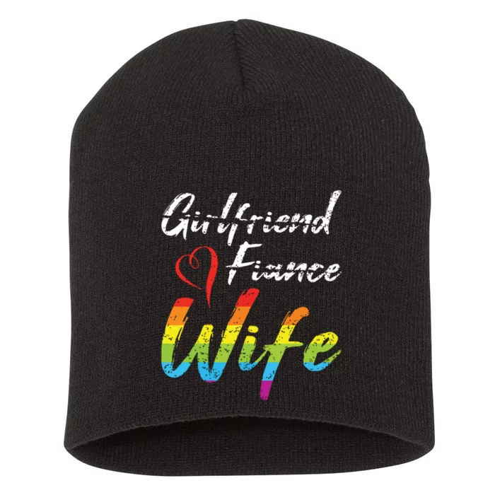 Girlfriend Fiance Wife Wedding Anniversary Lgbtq Community Short Acrylic Beanie