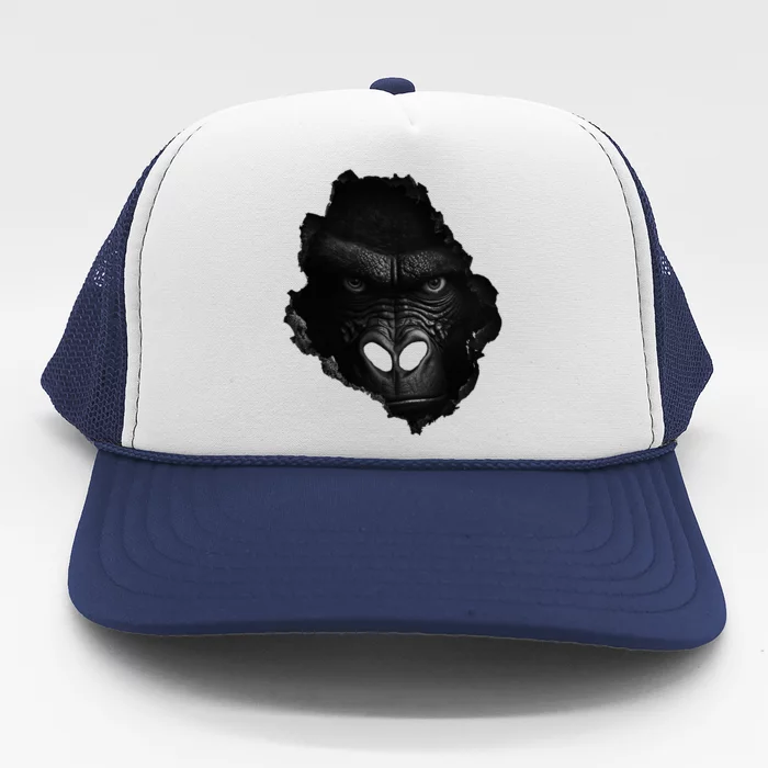 Gorilla Face Wall Animal Print Art Animal Lover Gorilla Trucker Hat