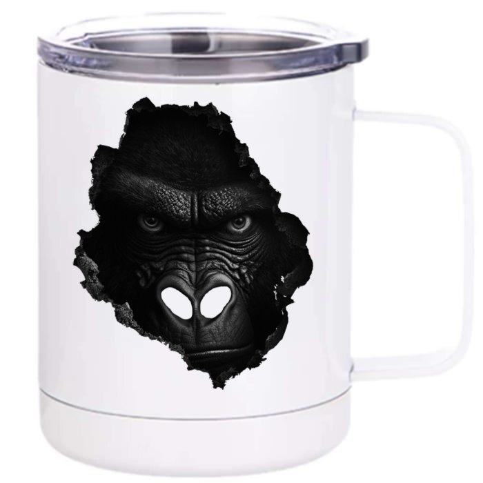 Gorilla Face Wall Animal Print Art Animal Lover Gorilla Front & Back 12oz Stainless Steel Tumbler Cup