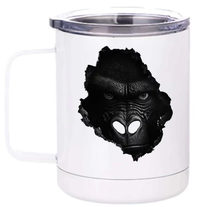 Gorilla Face Wall Animal Print Art Animal Lover Gorilla Front & Back 12oz Stainless Steel Tumbler Cup