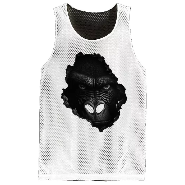 Gorilla Face Wall Animal Print Art Animal Lover Gorilla Mesh Reversible Basketball Jersey Tank