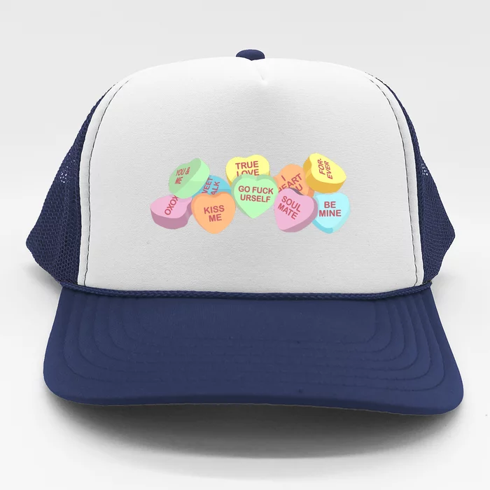 Go Fuck Yourself Candy Hearts Trucker Hat