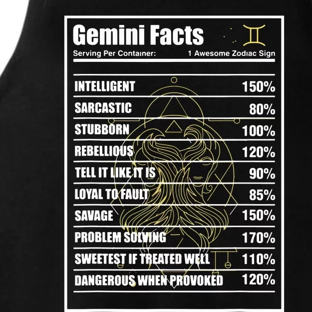 Gemini Facts Zodiac Sign Ladies Tri-Blend Wicking Tank