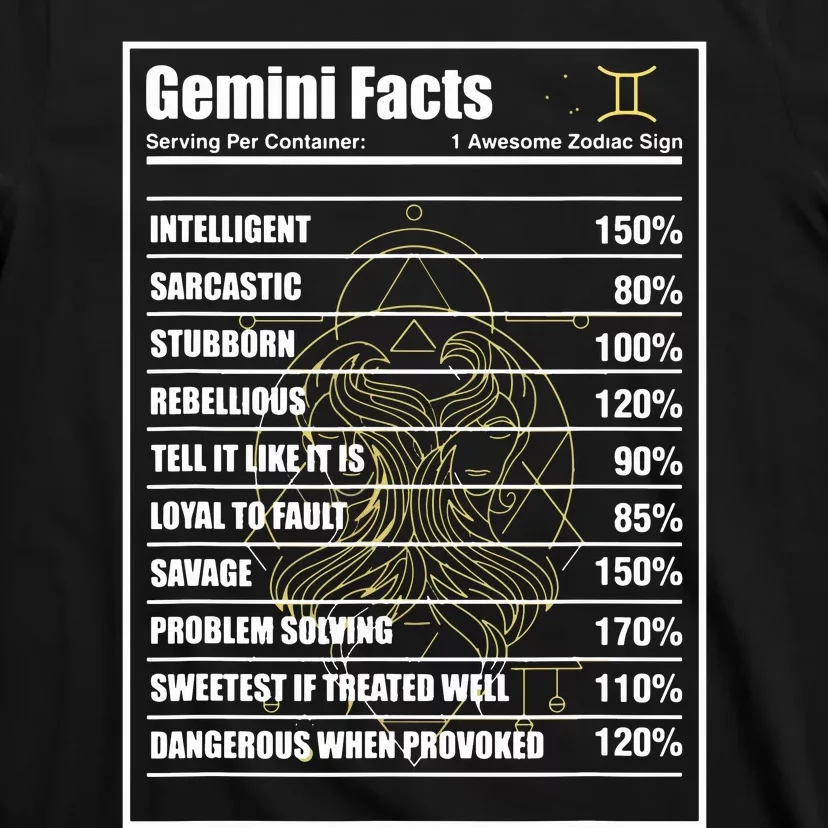 Gemini Facts Zodiac Sign T-Shirt