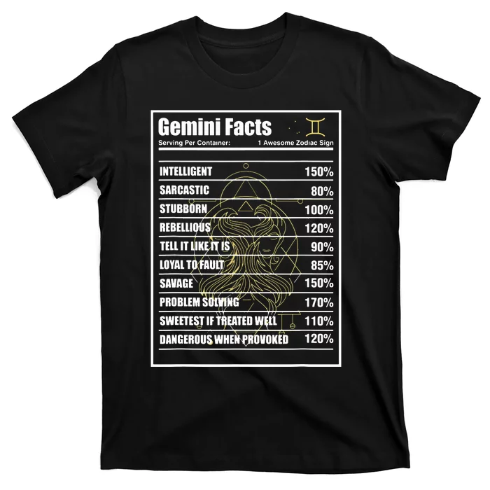 Gemini Facts Zodiac Sign T-Shirt