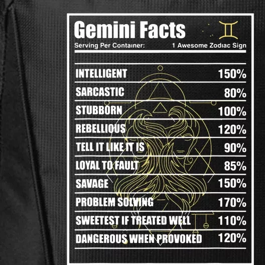 Gemini Facts Zodiac Sign City Backpack