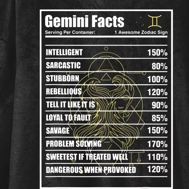 Gemini Facts Zodiac Sign Hooded Wearable Blanket