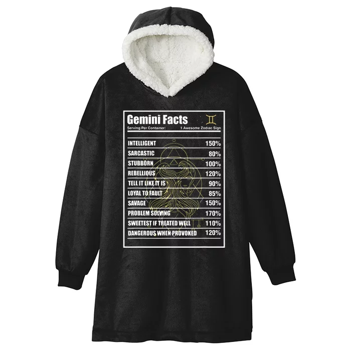 Gemini Facts Zodiac Sign Hooded Wearable Blanket