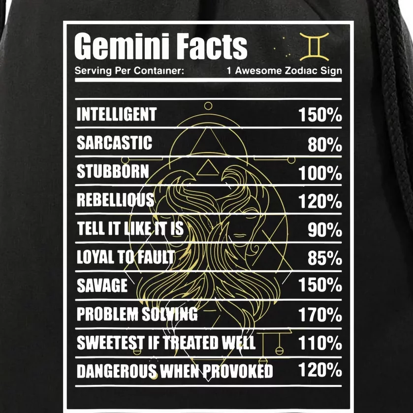 Gemini Facts Zodiac Sign Drawstring Bag