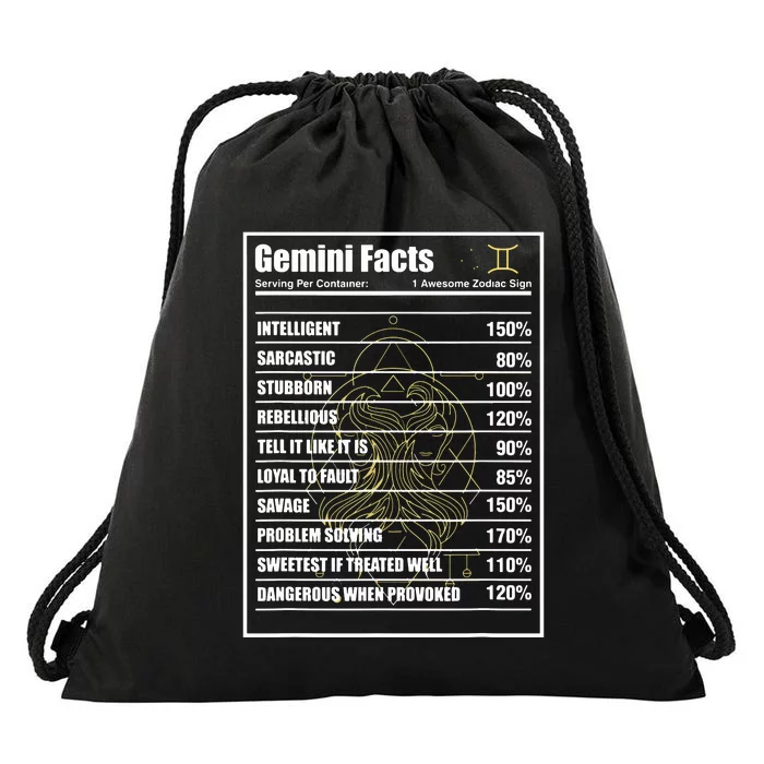 Gemini Facts Zodiac Sign Drawstring Bag