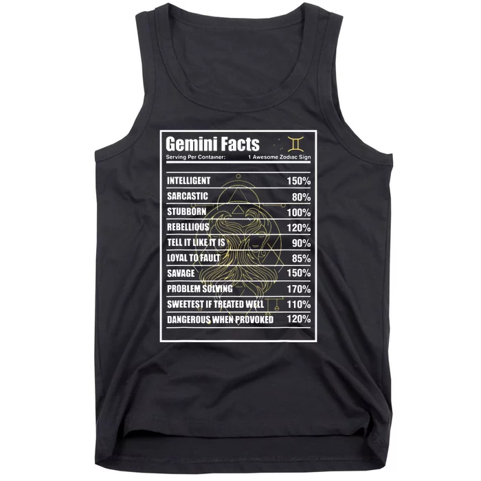 Gemini Facts Zodiac Sign Tank Top