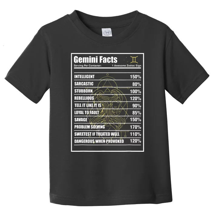 Gemini Facts Zodiac Sign Toddler T-Shirt