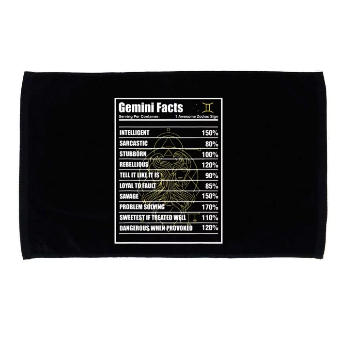 Gemini Facts Zodiac Sign Microfiber Hand Towel