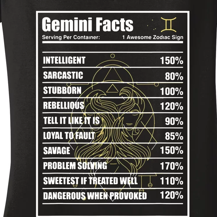 Gemini Facts Zodiac Sign Women's V-Neck T-Shirt