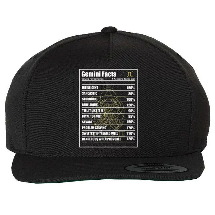 Gemini Facts Zodiac Sign Wool Snapback Cap