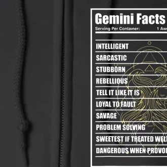 Gemini Facts Zodiac Sign Full Zip Hoodie