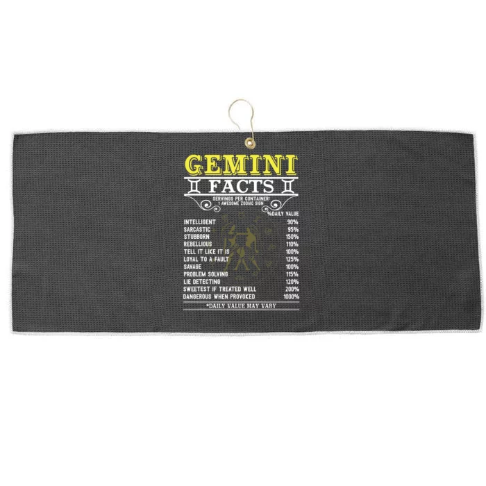 Gemini Facts Zodiac Signs Funny Birthday Gifts Men Women Large Microfiber Waffle Golf Towel