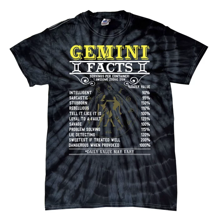 Gemini Facts Zodiac Signs Funny Birthday Gifts Men Women Tie-Dye T-Shirt