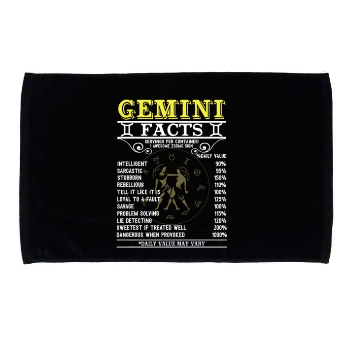 Gemini Facts Zodiac Signs Funny Birthday Gifts Men Women Microfiber Hand Towel