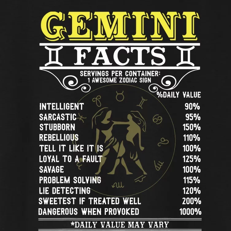 Gemini Facts Zodiac Signs Funny Birthday Gifts Men Women Women's Crop Top Tee