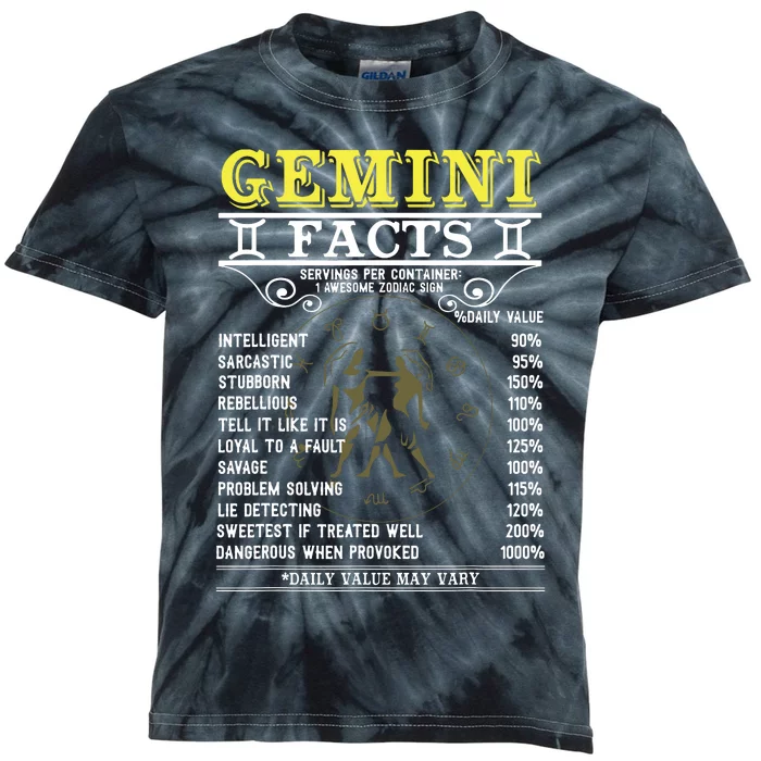 Gemini Facts Zodiac Signs Funny Birthday Gifts Men Women Kids Tie-Dye T-Shirt