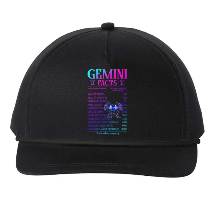 Gemini Facts Zodiac June Birthday Gift Snapback Five-Panel Rope Hat