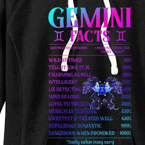 Gemini Facts Zodiac June Birthday Gift Women's Fleece Hoodie