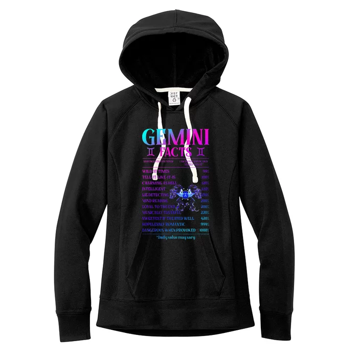 Gemini Facts Zodiac June Birthday Gift Women's Fleece Hoodie