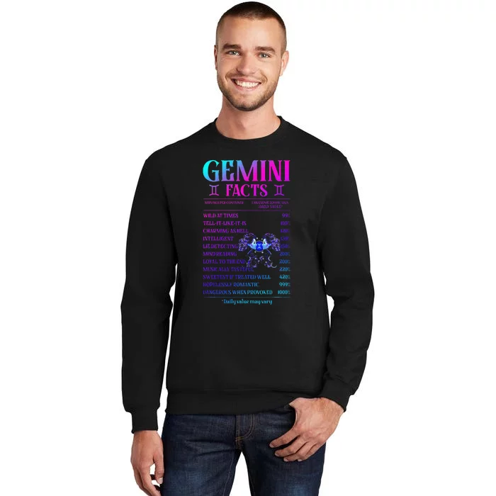 Gemini Facts Zodiac June Birthday Gift Tall Sweatshirt