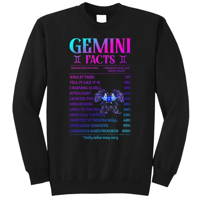 Gemini Facts Zodiac June Birthday Gift Tall Sweatshirt