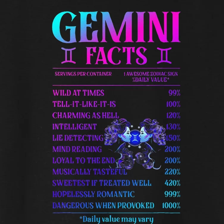 Gemini Facts Zodiac June Birthday Gift Women's Crop Top Tee