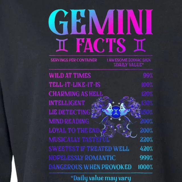 Gemini Facts Zodiac June Birthday Gift Cropped Pullover Crew