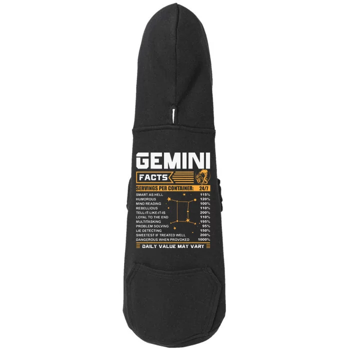 Gemini Facts Zodiac Funny Gemini Birthday Gifts Doggie 3-End Fleece Hoodie