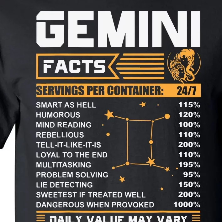 Gemini Facts Zodiac Funny Gemini Birthday Gifts Tall T-Shirt