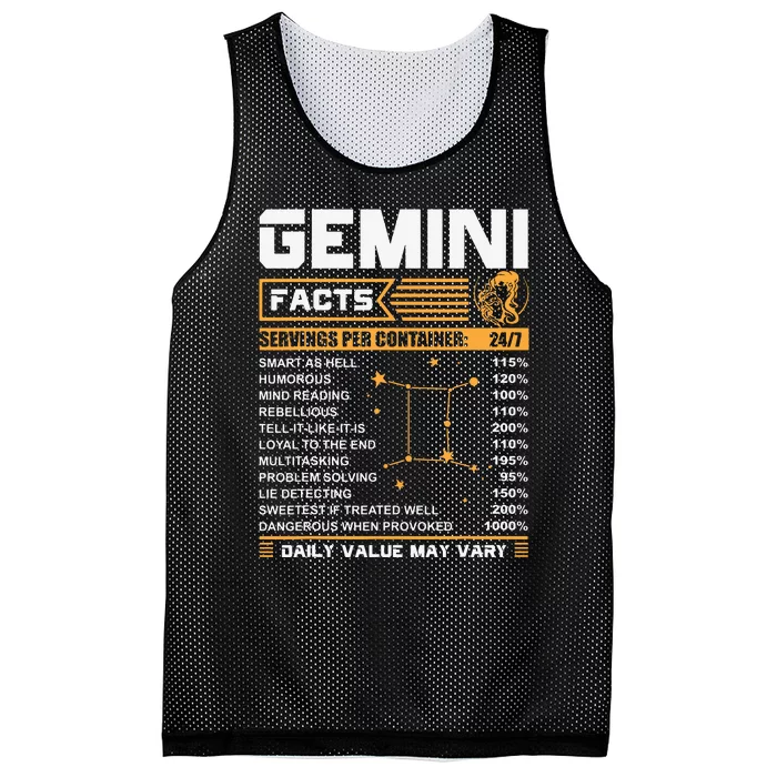 Gemini Facts Zodiac Funny Gemini Birthday Gifts Mesh Reversible Basketball Jersey Tank