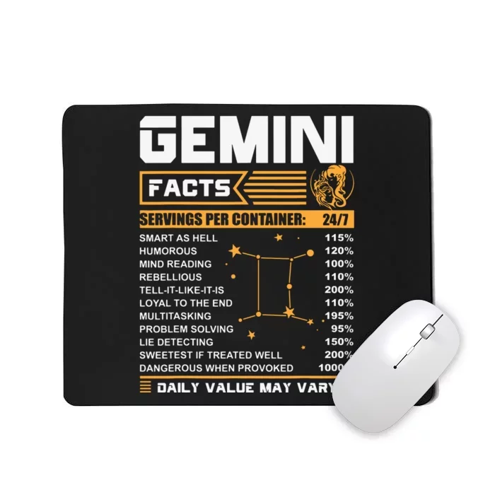 Gemini Facts Zodiac Funny Gemini Birthday Gifts Mousepad