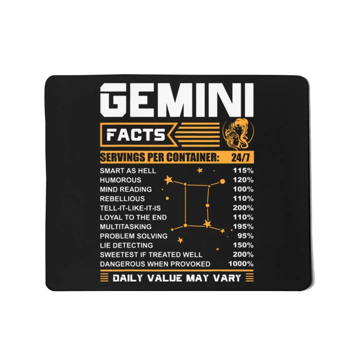 Gemini Facts Zodiac Funny Gemini Birthday Gifts Mousepad