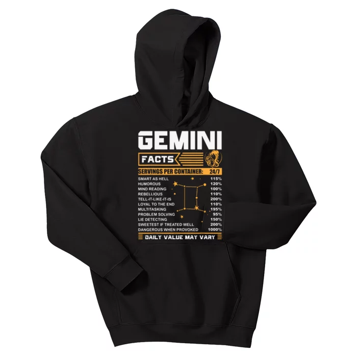 Gemini Facts Zodiac Funny Gemini Birthday Gifts Kids Hoodie