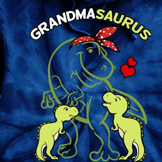 Grandmasaurus Grandma 2 Dinosaur Mother's Day Tie Dye Hoodie