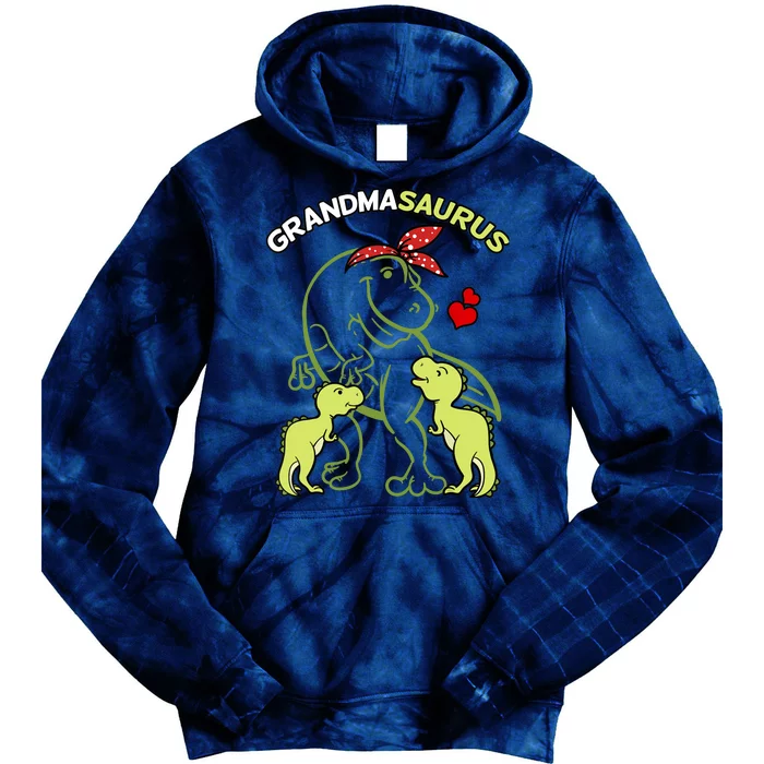 Grandmasaurus Grandma 2 Dinosaur Mother's Day Tie Dye Hoodie