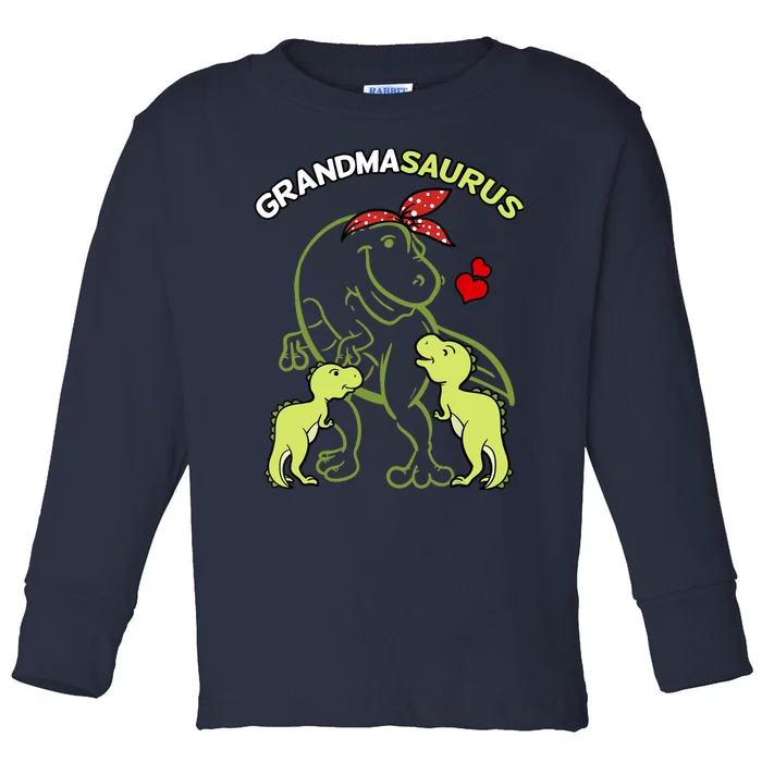 Grandmasaurus Grandma 2 Dinosaur Mother's Day Toddler Long Sleeve Shirt