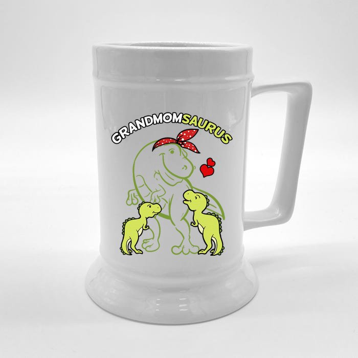 Grandmomsaurus Grandmom 2 Dinosaur Mother's Day Front & Back Beer Stein