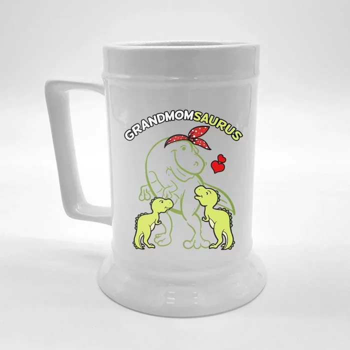 Grandmomsaurus Grandmom 2 Dinosaur Mother's Day Front & Back Beer Stein