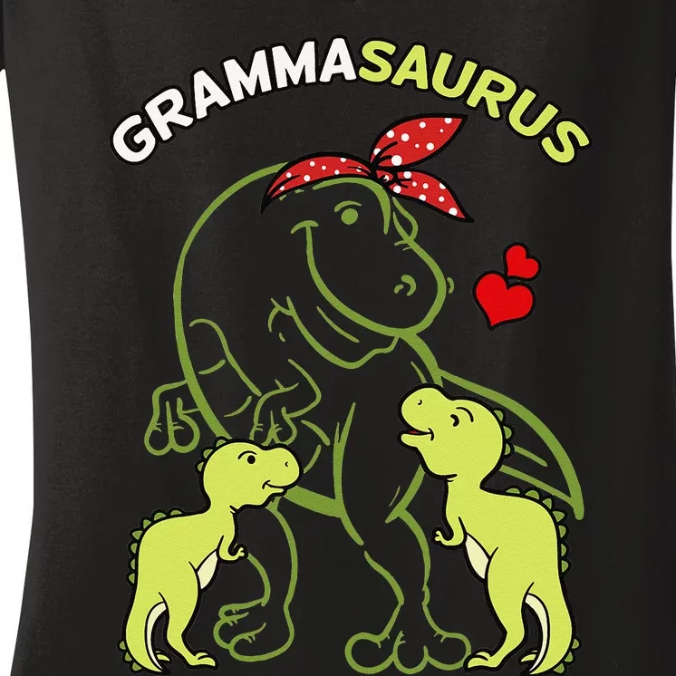 Grammasaurus Gramma 2 Dinosaur Mother's Day Women's V-Neck T-Shirt