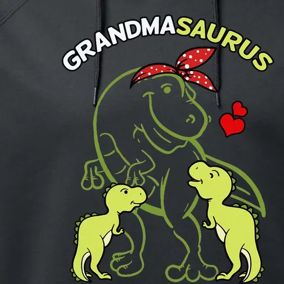 Grandmasaurus Grandma 2 Dinosaur Mother's Day Performance Fleece Hoodie