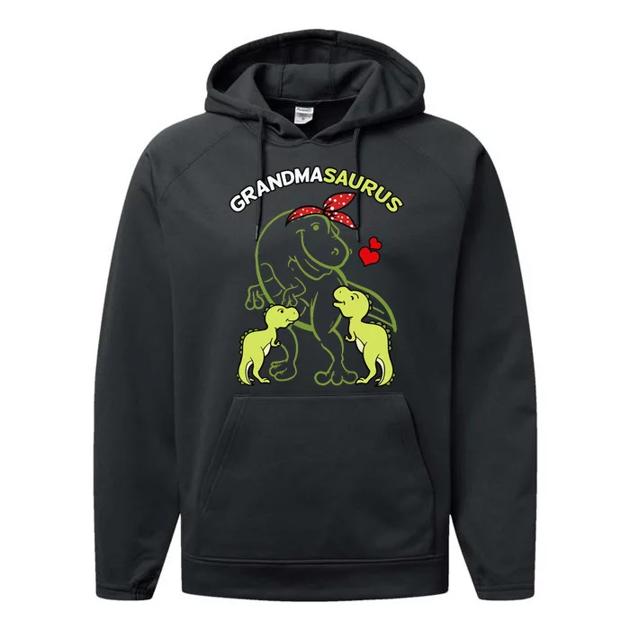 Grandmasaurus Grandma 2 Dinosaur Mother's Day Performance Fleece Hoodie